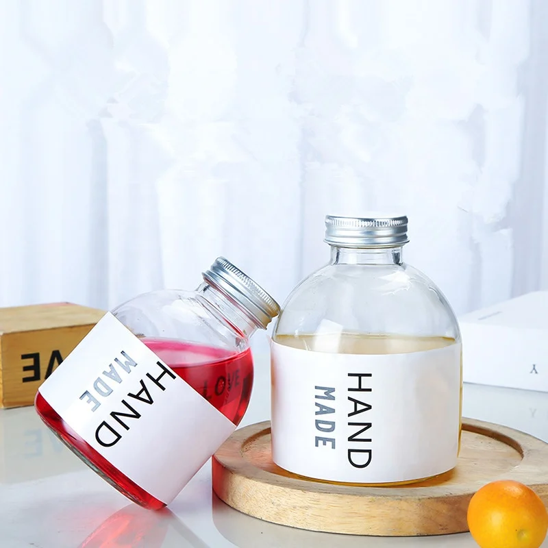 Wholesale 300ml500ml Juice Milk Bottle Beverage Glass Bottle with Lid