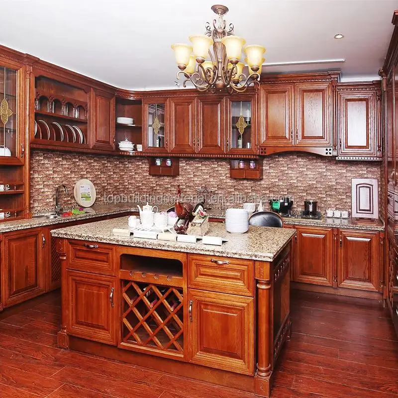 
Teak wood kitchen cabinet design 