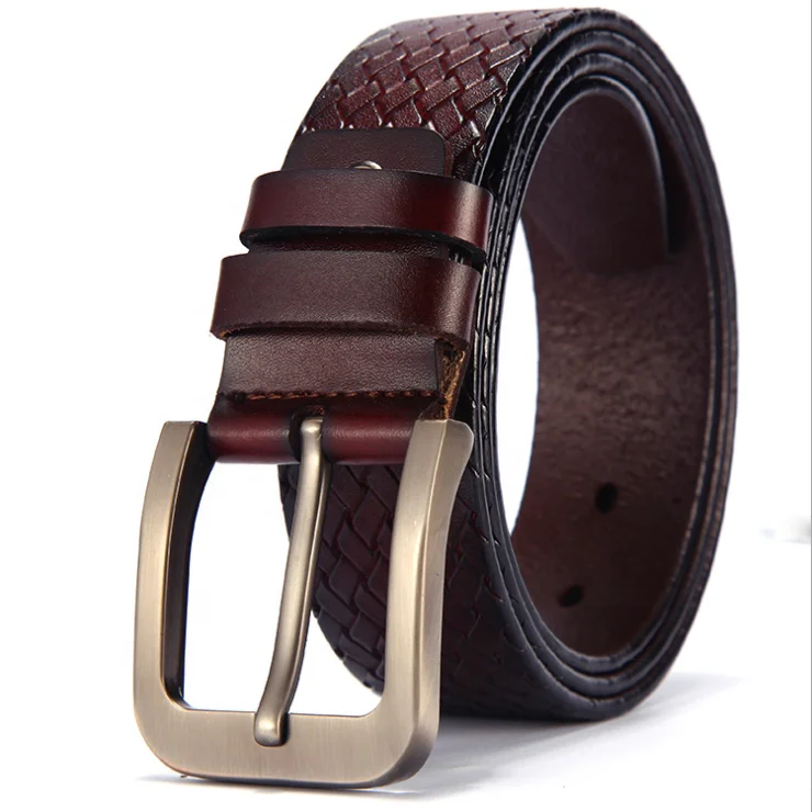 Italian Style Elegant Vegan Color Stamp Pin buckle Real Leather Mens Belts On Sale