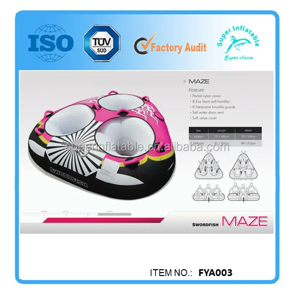 Super Inflatable Wave Boat Water Lake Towable Tube Tow 3 seater man Jet Ski