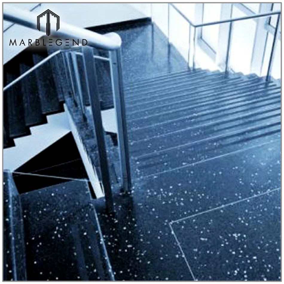 
Shinning stair tread design sparkle quartz stone black quartz wholesale 