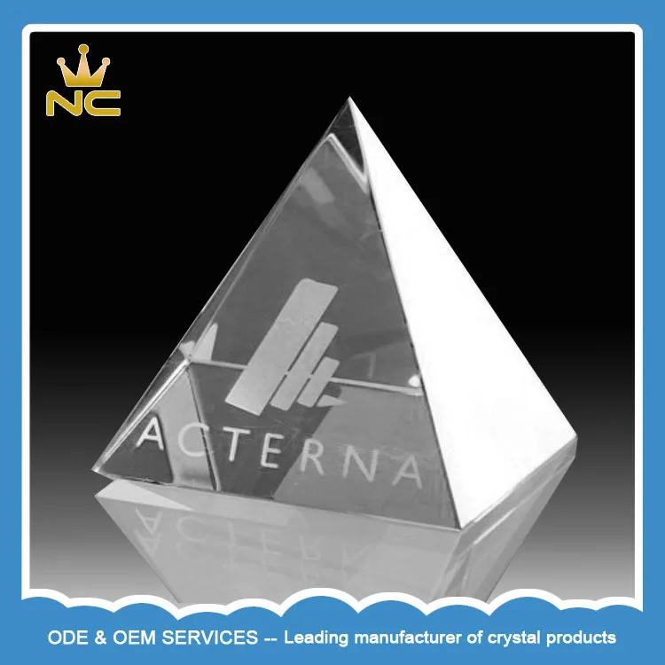 Personalized 3D Laser Optical Crystal Pyramid For Glass Prism Paperweight Decorations
