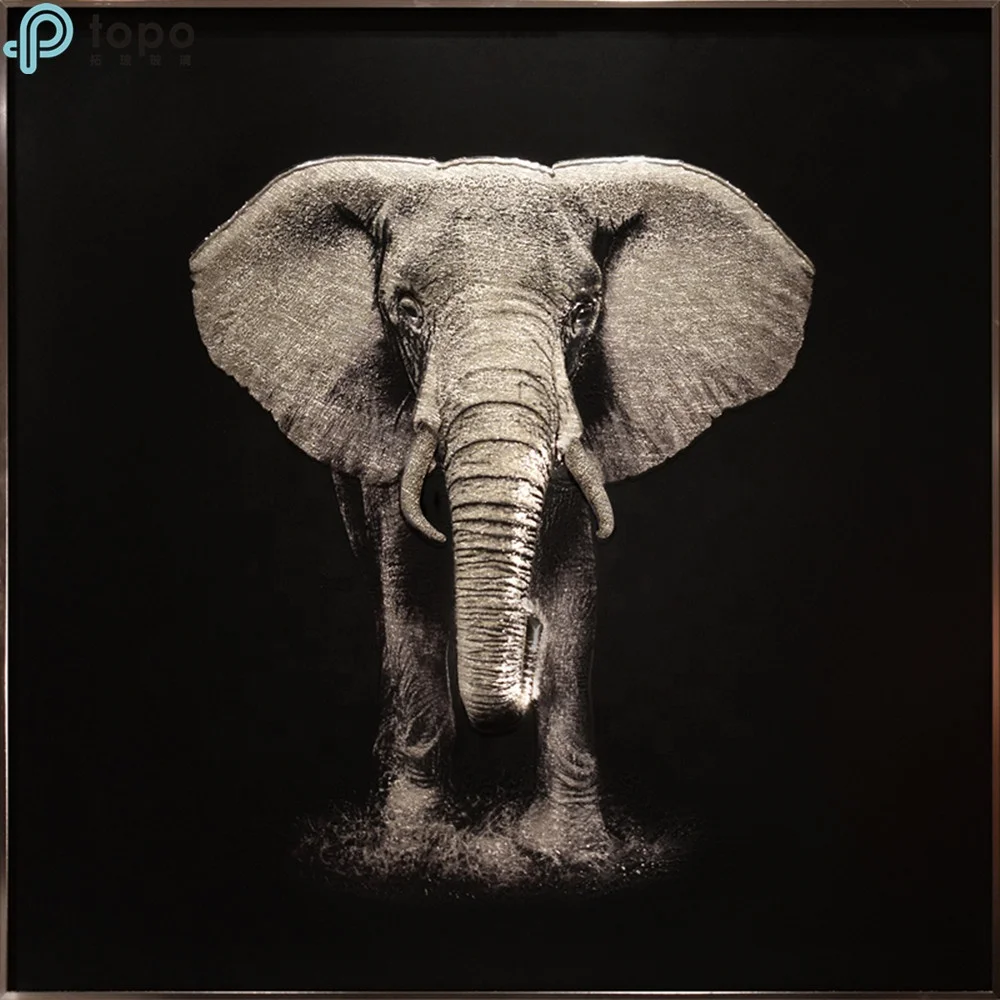 
Wall Art Framed Painting 3D Lifelike Elephant Glass Painting on Low Iron Glass (MR-YB6-2038) 
