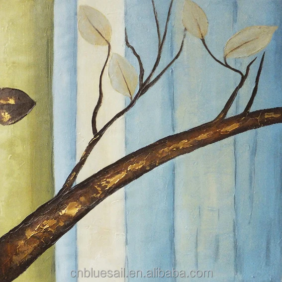 Popular modern tree handmade oil painting decoration plant on canvas 3 panel canvas wall art