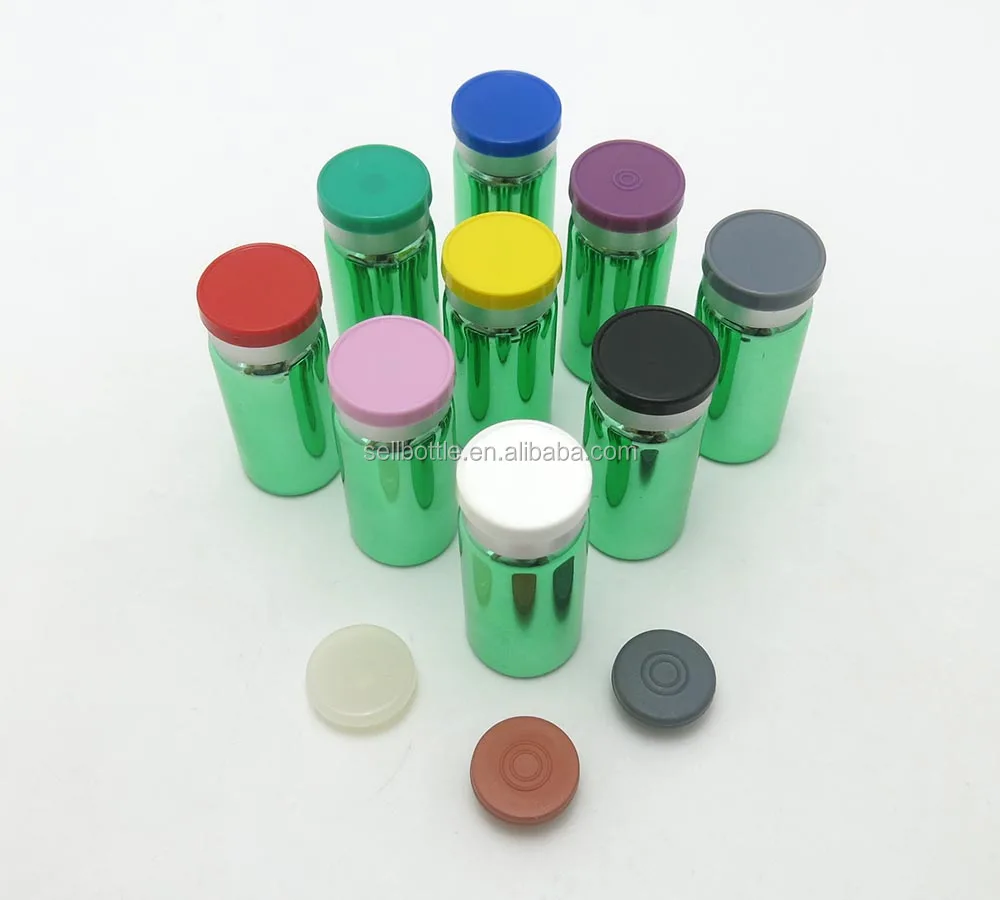 
Hot sale UV printing steroid glass vial with rubber stopper 10cc 10ml green glass bottle for medicine vaccine container 