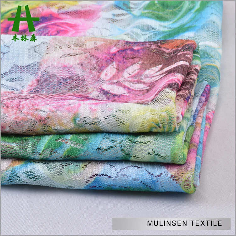 Mulinsen Textile Knit Rose Flower Pattern Paper Print Spanish Lace Fabric For Dress