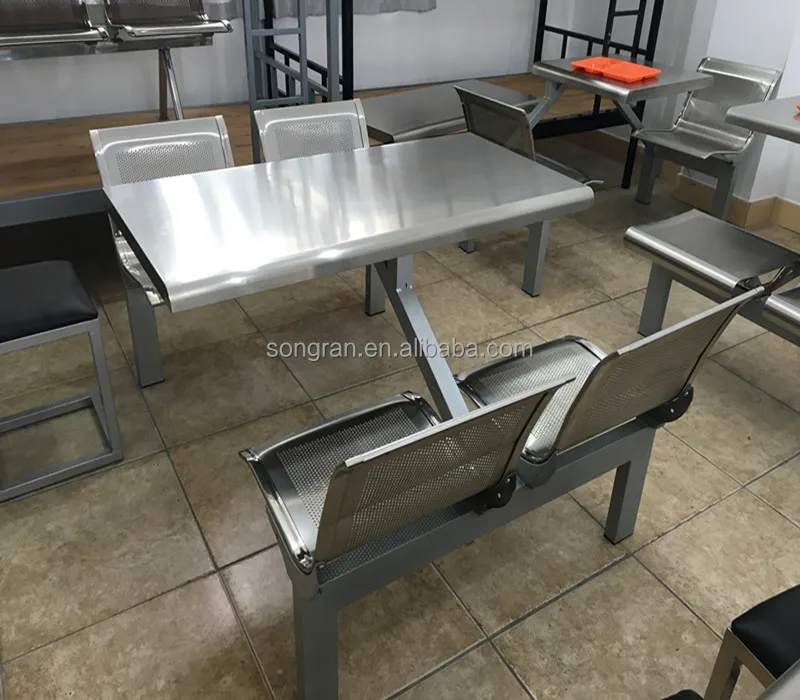 4-seater metal fast food tables canteen tables and chairs