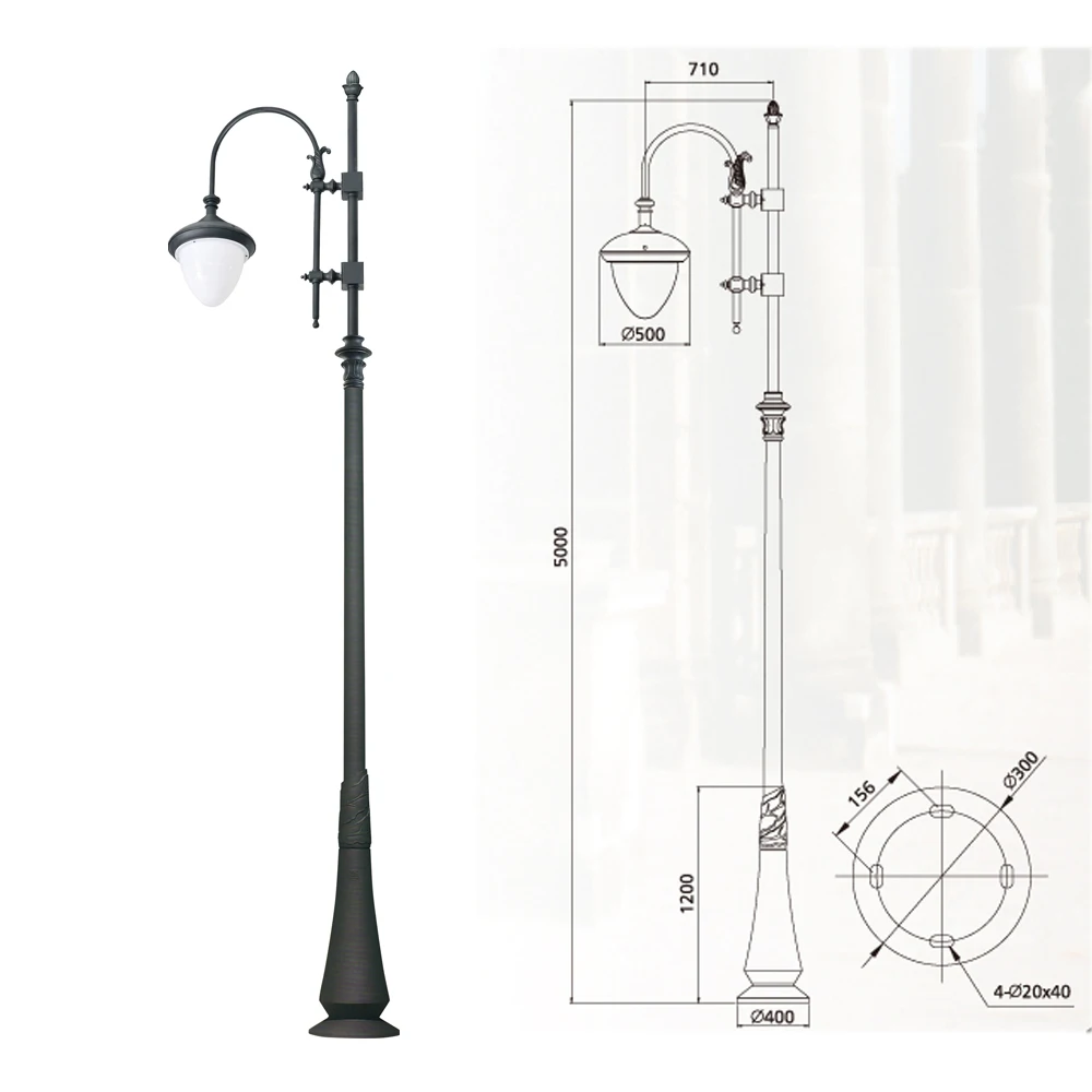 
5M Decorative antique outdoor street light poles/ yard light RHS-17829 