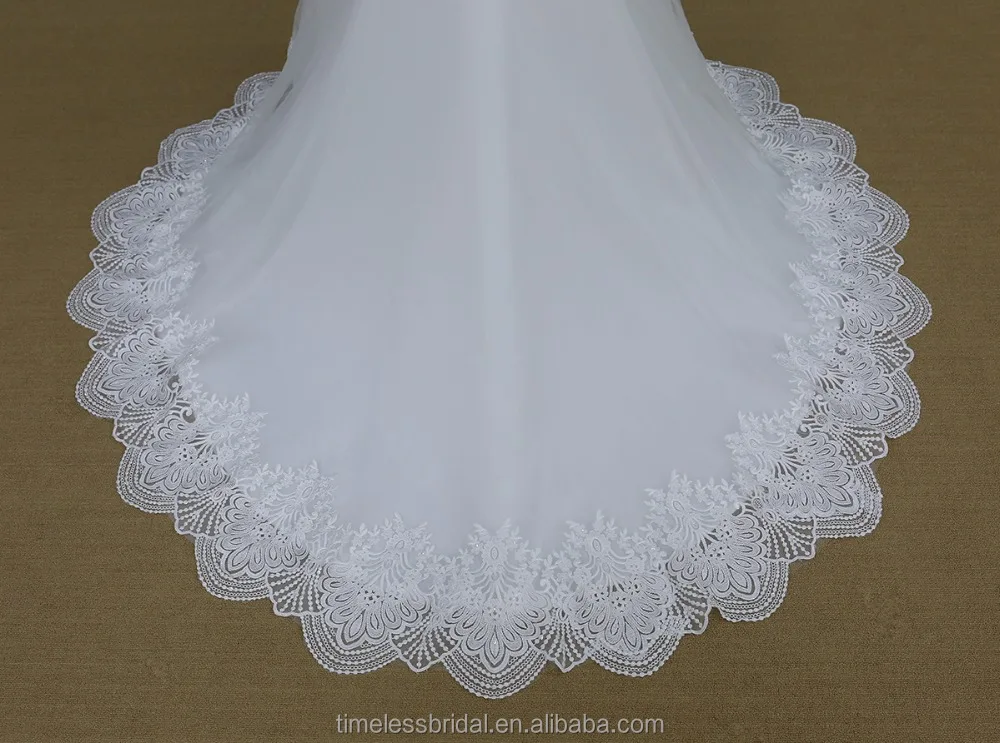 Nude lace appliques beaded mermaid white bride vestido de noiva