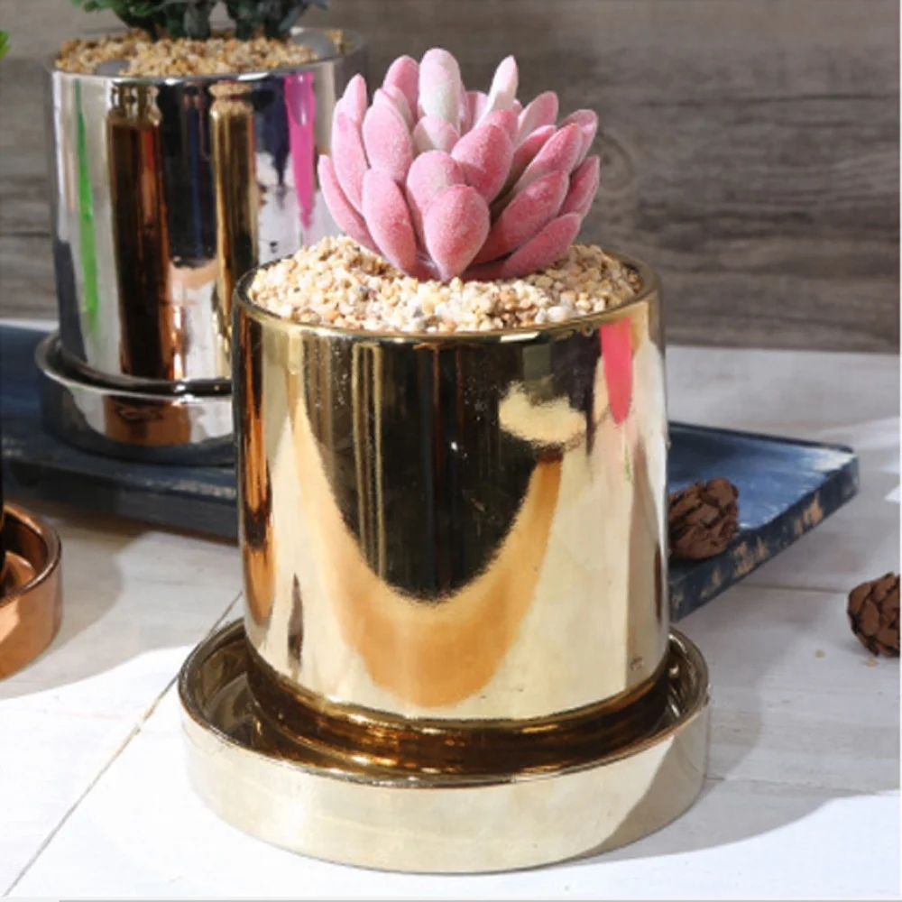 2018 hot selling ceramic flower plant pot or glazed ceramic pot with saucer