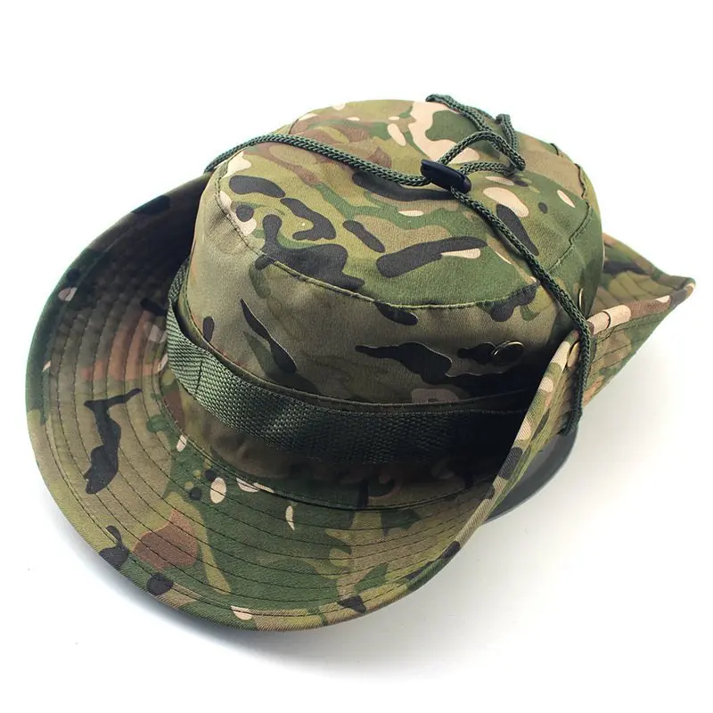 Уличная холщовая камуфляжная Панама с веревкой рыболовная Кепка складные шляпы от солнца