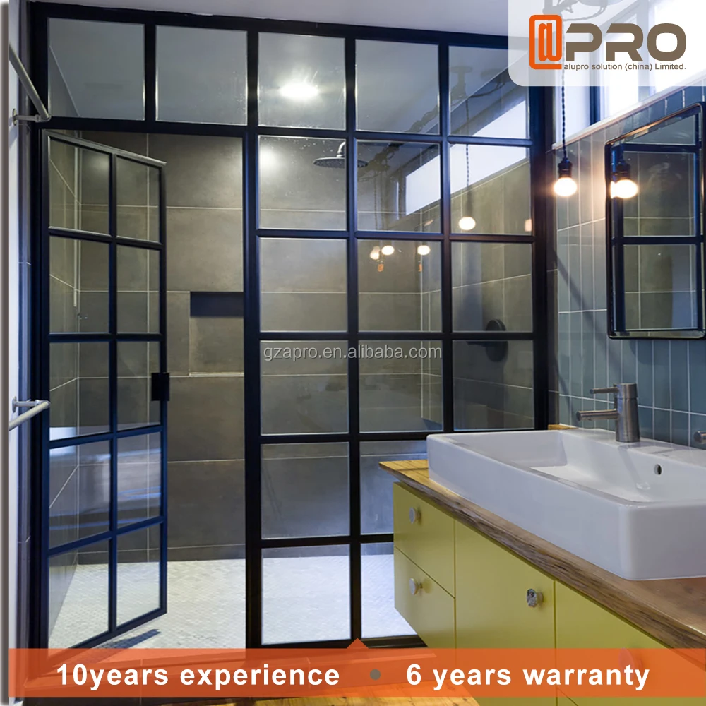 Aluminium Wooden Shutter waterproof design aluminium louver door with operable louvers for aluminum bathroom doors for sale