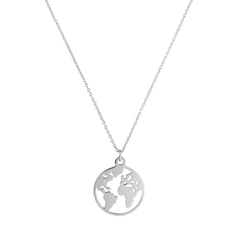 YK 316L Stainless Steel Hot Jewelry Charms Wholesale Products New Trending World Map Necklace Pendant