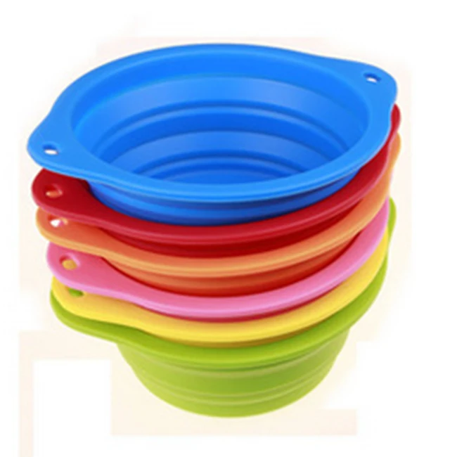 Volume 800ML double ear factory outlet collapsable dog bowl travel silicone dog bowls