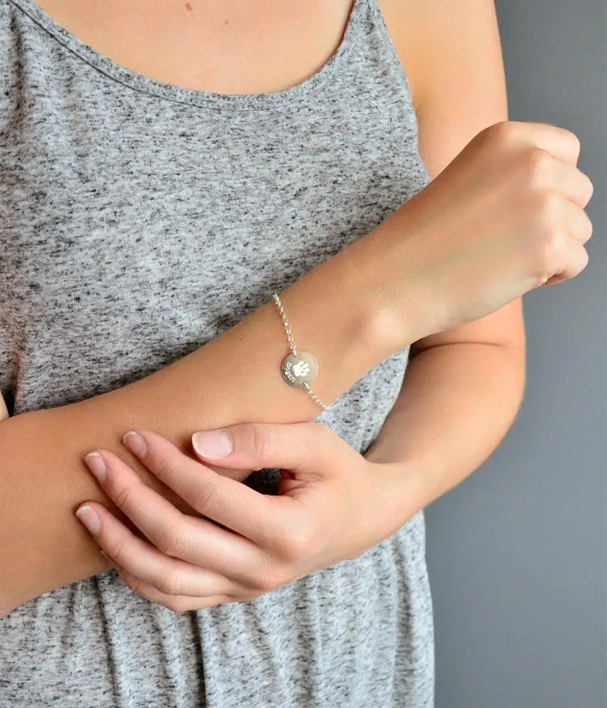 Custom Personalized Paw Prints Bracelet Pet Memorial Jewelry Dog Paw Bracelet