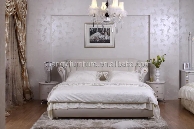 Современная романтическая мебель набор для спальни односпальная и двухспальная круглая кровать из мягкой кожи распродажа