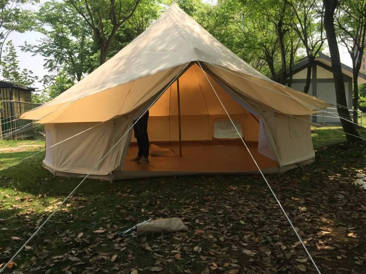 
3M 4M 5M 6M 7m waterproof cotton canvas glamping bell tent with stove hole 