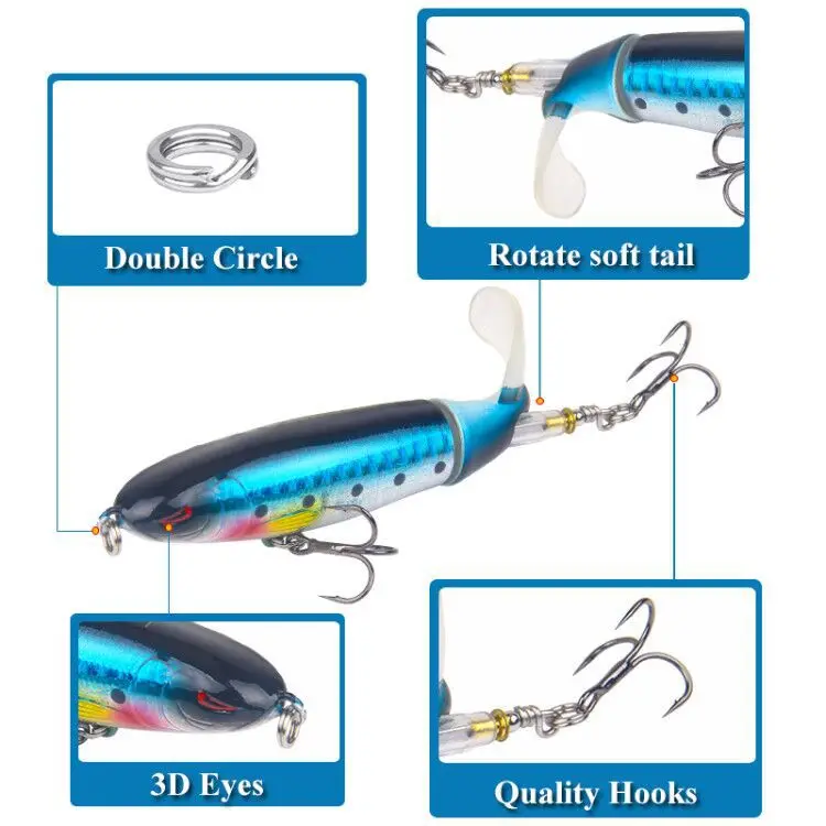 YOUME Whopper Popper 13G 10CM Topwater Fishing Lure Artificial Bait Hard Plopper Soft Rotating Tail Hard Lures