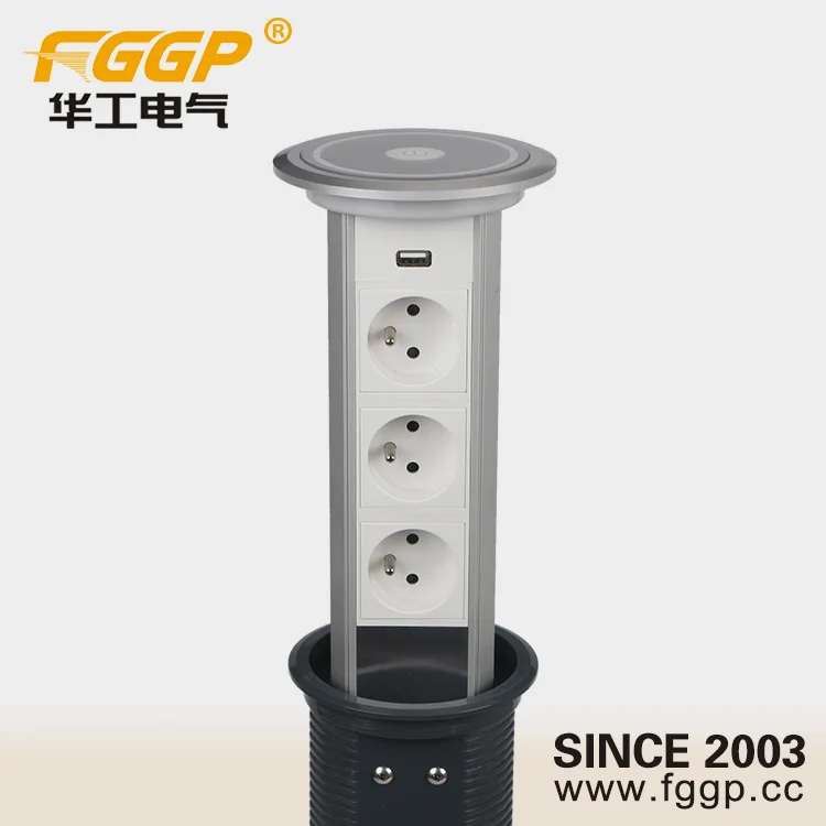 Intelligent Retractable Smart Kitchen Tabletop Hidden Pop Up Vertical Electrical Socket With USB port