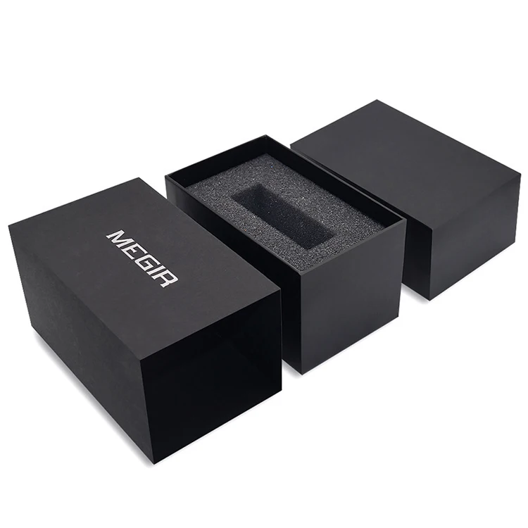  Megir box 2 брендовые кожаные часы модный и повседневный черный бумажный корпус мы продаем коробку с часами вместе не пустую