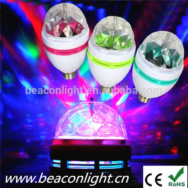E27 3 Watt Triangle Bulbs RGB Color Changing Crystal Ball Effect DJ Disco Lamps LED Auto Rotating Stage Light for Party Clubs