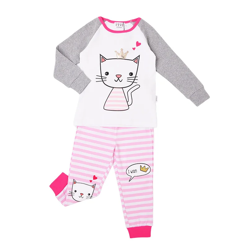Wholesale Lovely Little Kitty Princes Children Sleepwears Kids Girl Pajamas