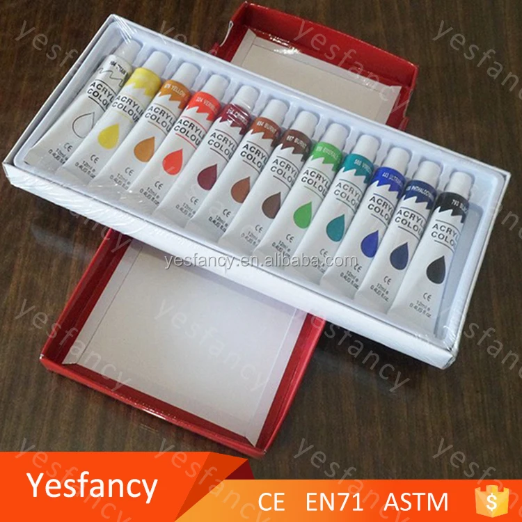 good quality 12ml 12 colours acrylic painting techniques ideas