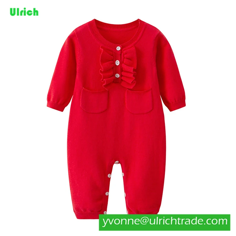 JY515 baby solid red sweater knitting clothes for new born baby
