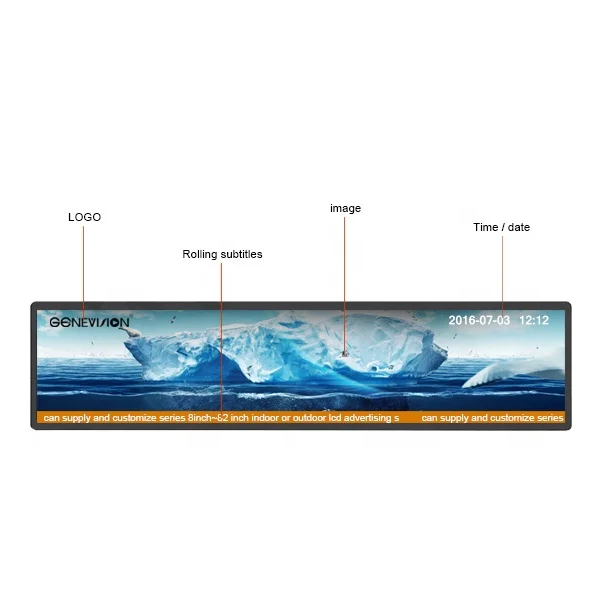 24 inch Ultra Wide Stretched Bar LCD Digital Signage Supermarket Shelf Edge Screen Display