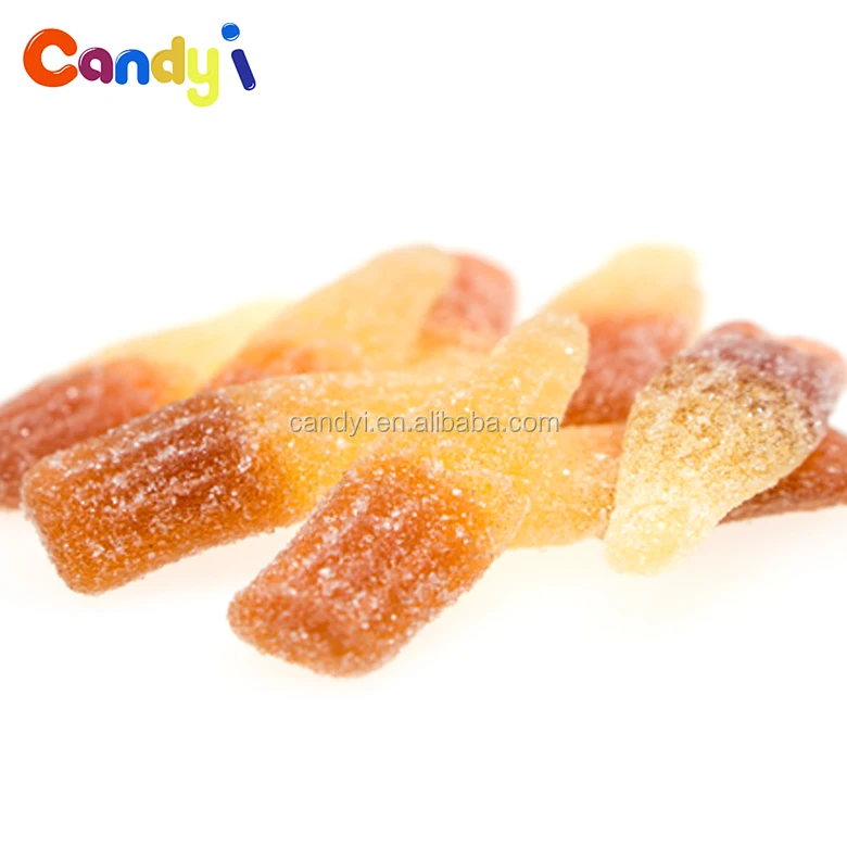 
Sour taste soft cola bottle gummy candy with sugar coated 