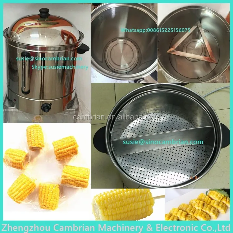 Paypal acceptable large capacity 48L stainless steel corn cooking machine with auto warmer