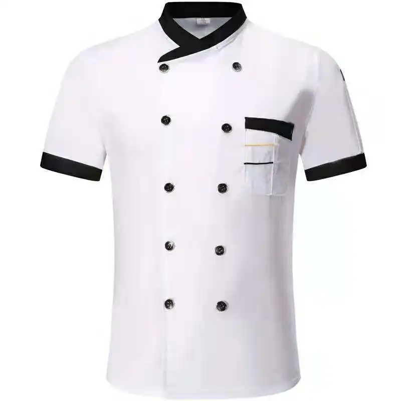 
100% Cotton Double breasted Snap Button Chef Uniforms Restaurant Uniform  (60821572567)