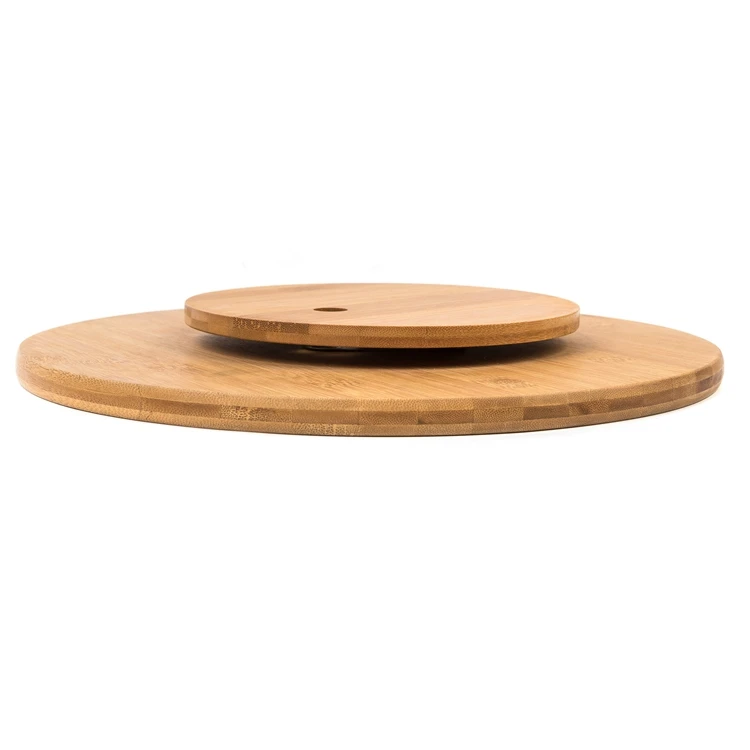 Rotating Wooden Tray Lazy Susan Serving Pizza Board