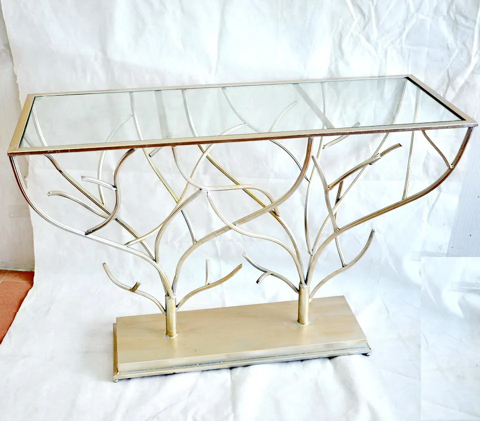 
living room glass top Mirror Console Table 