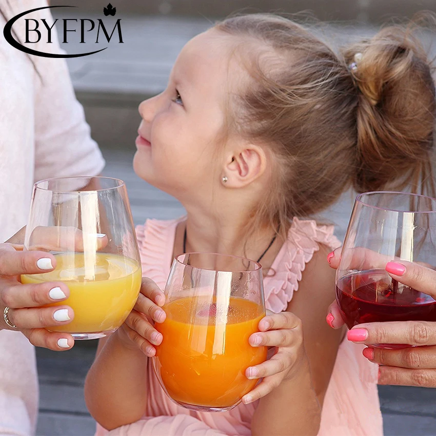 Hot Sale Transparent Red Wine Glass Stemless Wine Tumbler Plastic Wine Glasses for Wedding Party