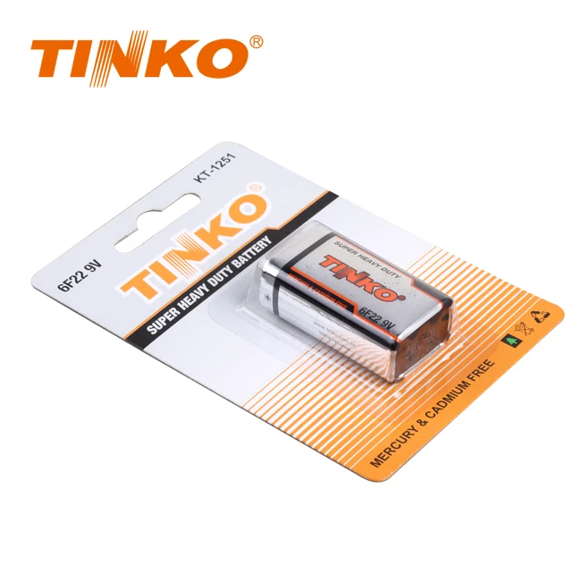 TINKO 9 Volt Battery 6F22 Carbon Batteries 9V In Shrink Packing