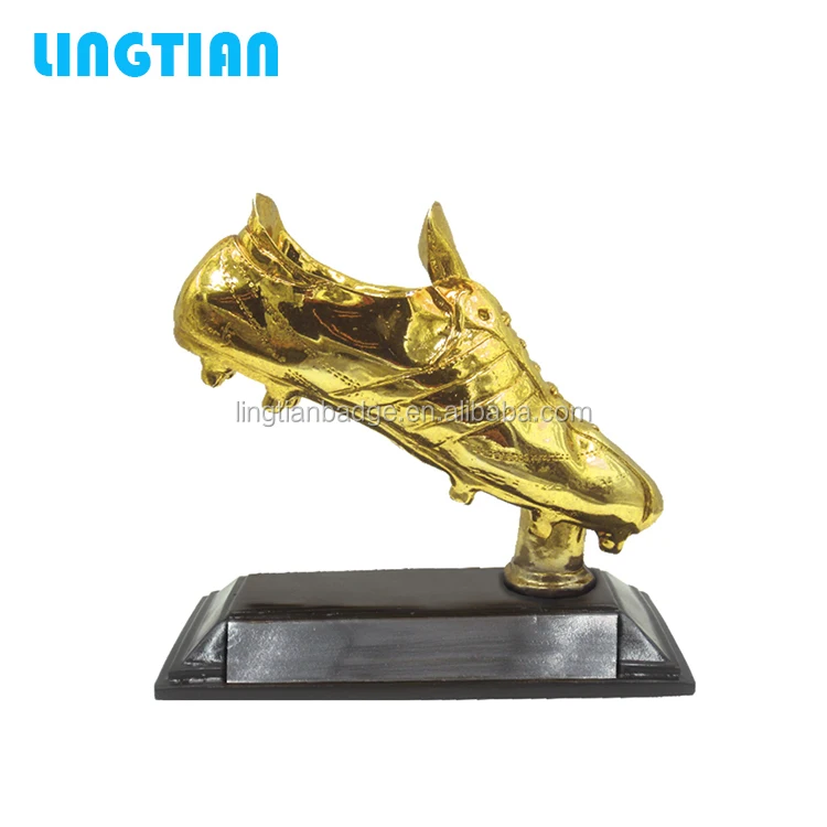 LINGTIAN Crafts New Design Metal Football Souvenir Award Soccer Shoe Trophy