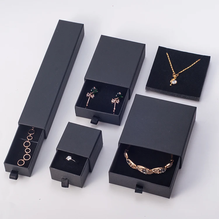 
Custom handmade black cardboard paper jewelry packaging for bracelet 