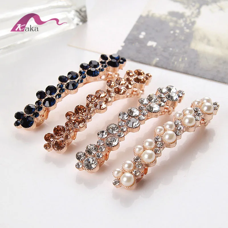
women hair accessories crystal rhinestone pearl barrettes  (60773107303)