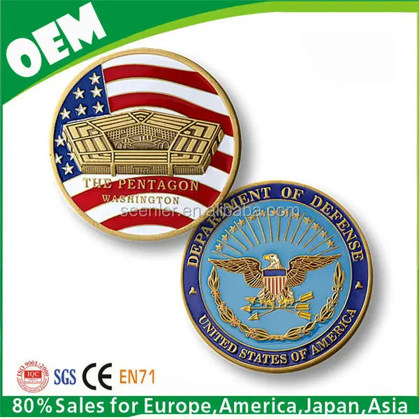 zinc alloy 3d eagle antique gold plated soft enamel metal military coin
