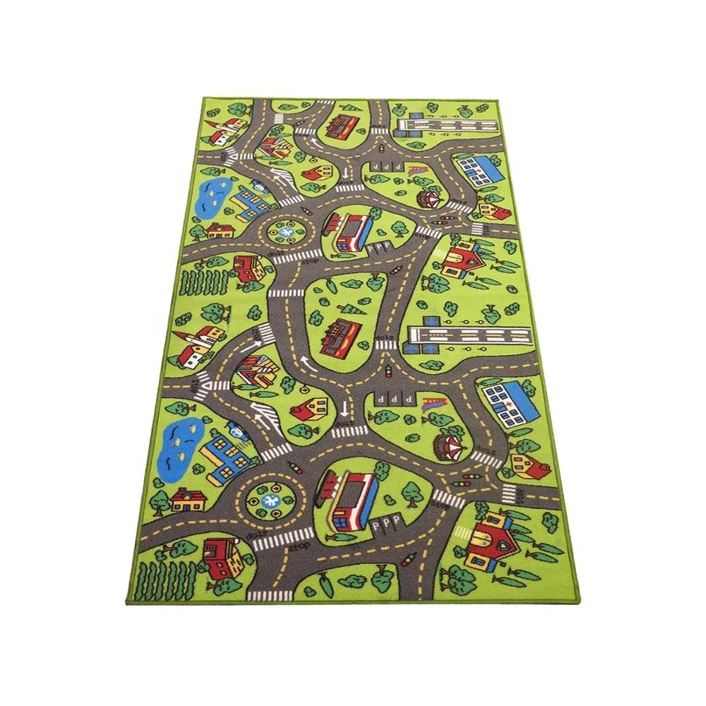 Children Kids Play City Town Village Toy Car Road Rug Free Customized 100% Polyester Chromojet Printing 100% Nylon or Polyester