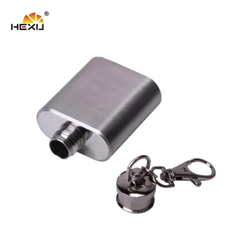 
stainless steel novelty mini lightweight 30ml hip flask with keychain 