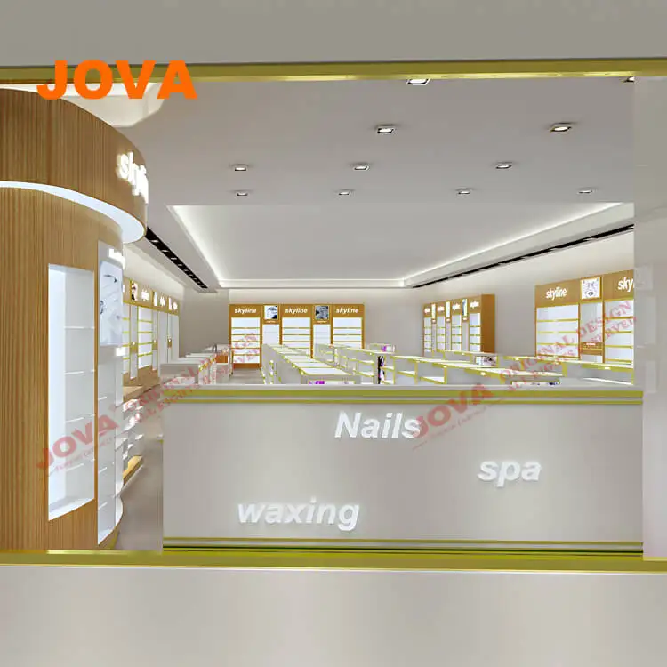 Wall Mounted Beauty Salon Display Shelves Cosmetic Counter Showcase  In Department Store
