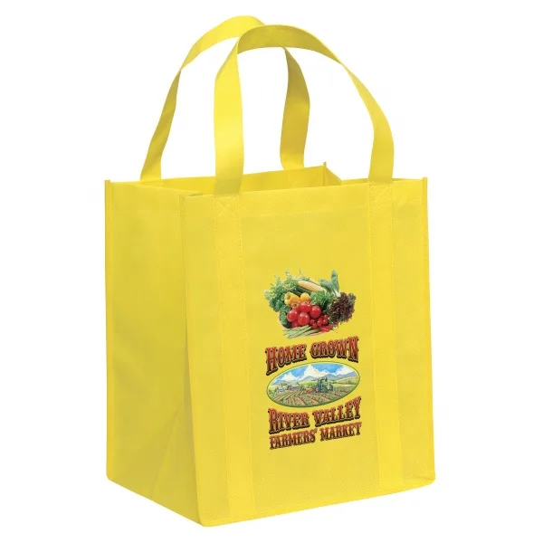 large durable custom logo printed pp non woven fabric store grocery shopping bag with strong long handle