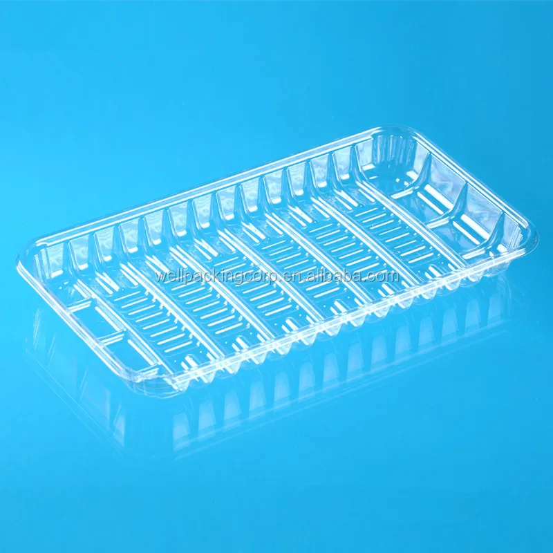 Rectangular Transparent Disposable Plastic Food Packing Tray