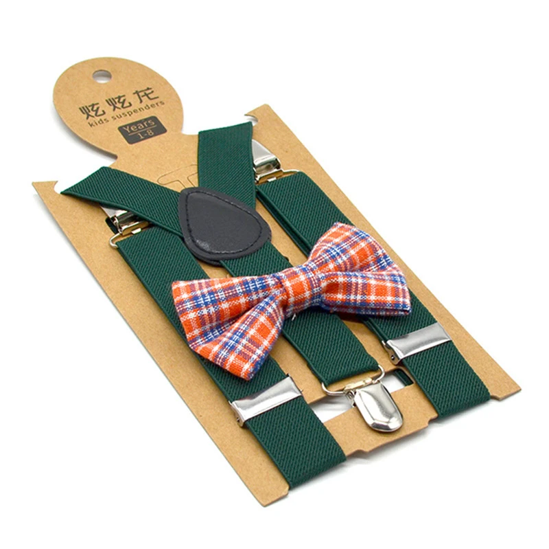 Red suspenders bow tie set for kids 65cm length adjustment  high elasticity suspenders school children suggest 80-150cm
