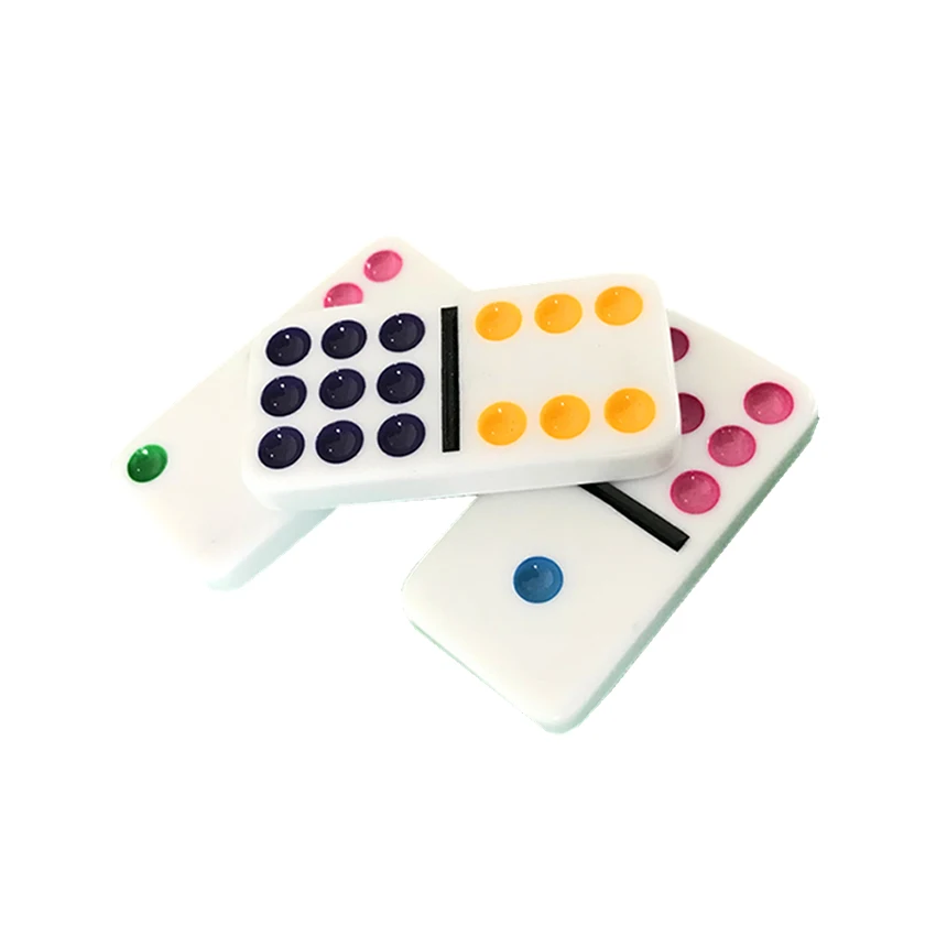 YUANHE Double 12 color Dot Dominoes with tin box custom  colored dominoes