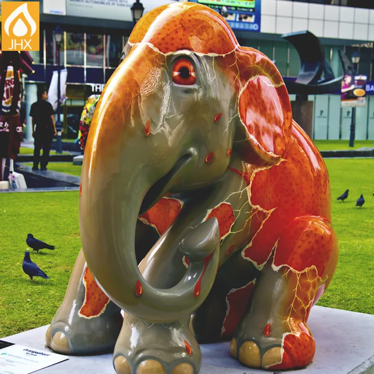 Life Size Outdoor Animals Sculpture,Colorful Large Elephant Statues