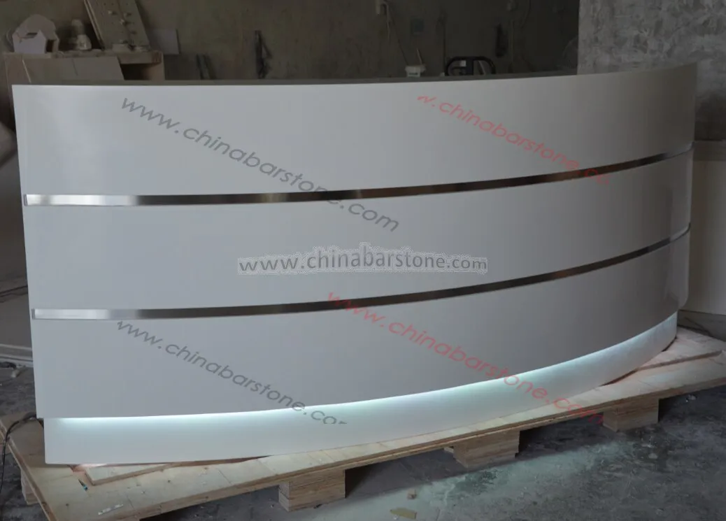 Custom Made Wood Acrylic Marble Countertop Modern Style Front Hotel Reception Desks White Design