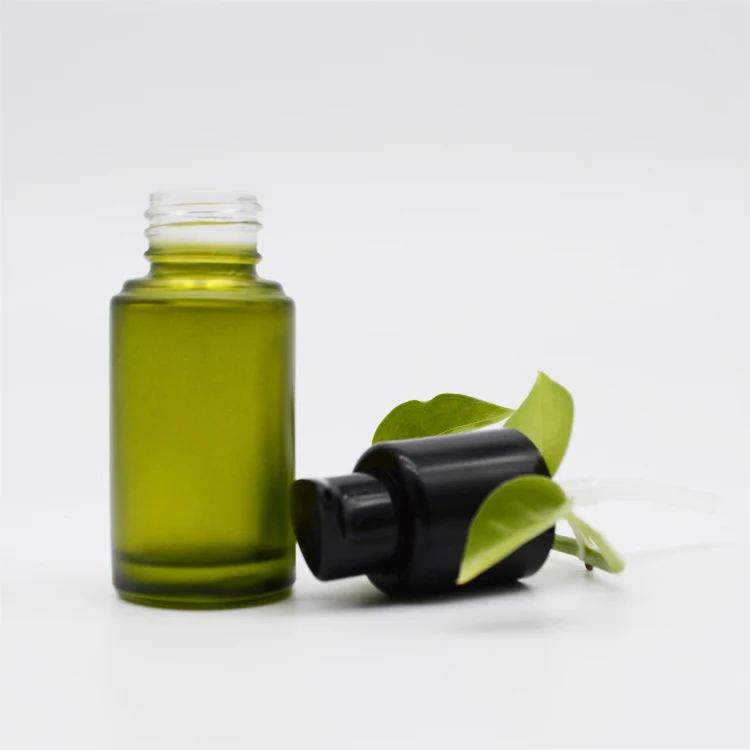 High quality olive green frosted essential oil  dropper glass bottles 20ml